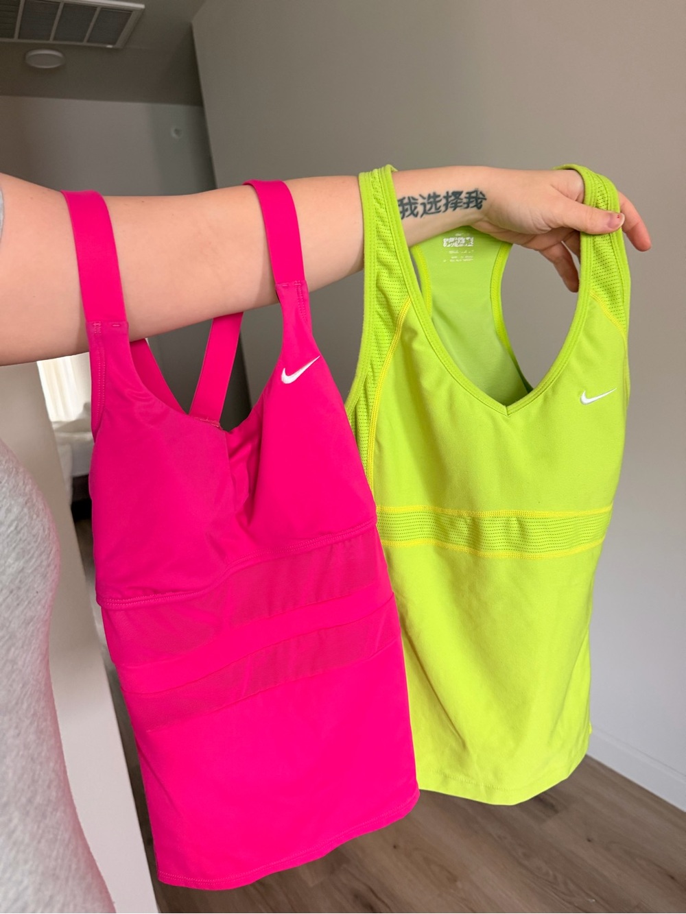 Nike Vintage Women's Racerback Tank Tops in Hot Pink & Neon Yellow/lime Bundle